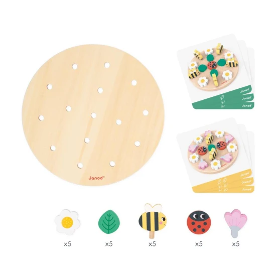 Hra Moje první mandala: Vzdělávací a kreativní hra pro děti se zahradními prvky pro rozvoj koncentrace a motoriky.