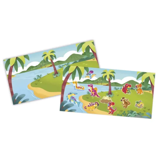 Janod Kreativní sada My arts&crafts Přelepovatelné samolepky Dinosauři Přelepovatelné samolepky s dinosaury – kreativita pro děti My Arts&Crafts Janod