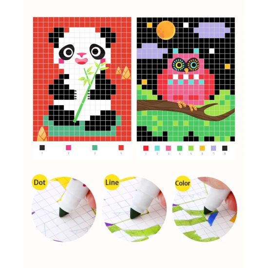 Jarmelo Pixel Art Zvířátka – omalovánka s 16 předtištěnými pixel zvířátky pro děti