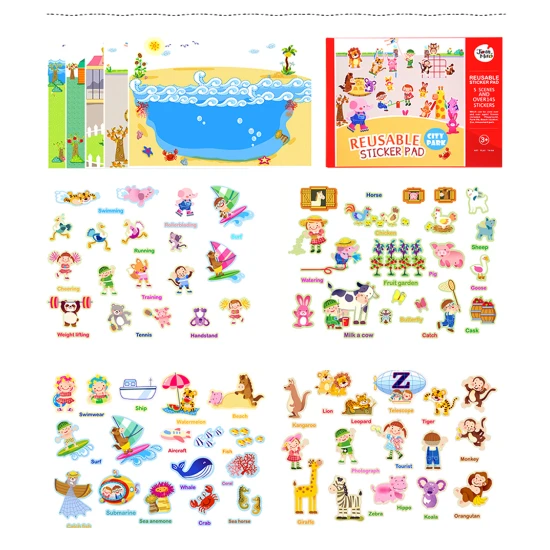 Jarmelo City Park – znovupoužitelné nálepky na PVC fólii, 5 scén a více než 145 barevných nálepek pro kreativní hru