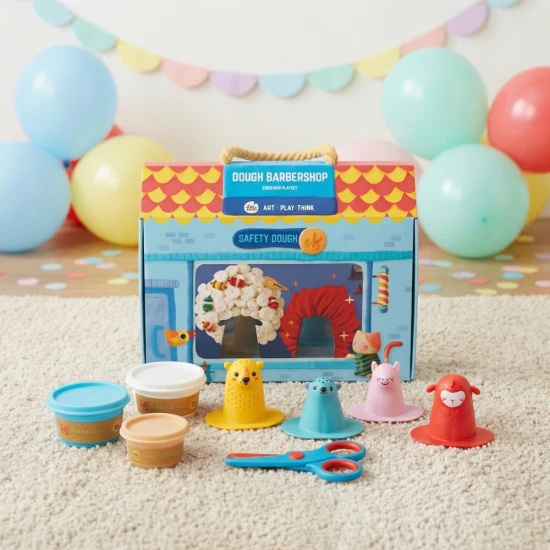 Jarmelo Modelovací sada Kadeřnictví – těsto ve 4 barvách, nástroje a zvířecí postavičky, netoxická kreativní hračka