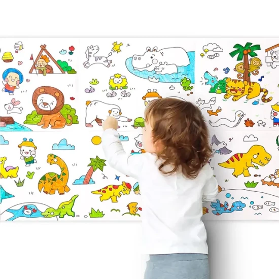 Jarmelo Omalovánka v roli Dinosauři – nalepovací omalovánka 118 × 40cm na zeď, pracovní stůl i podlahu