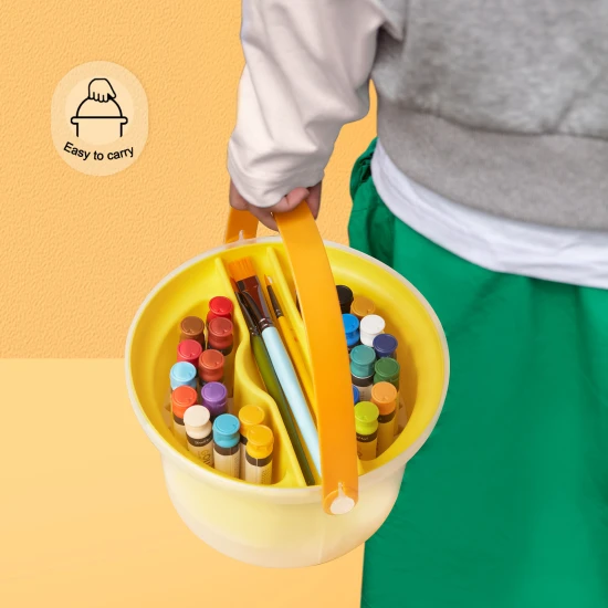 Jarmelo kbelík s 24 kvaš barvami, třemi štětci a paletou – kreativní sada pro děti