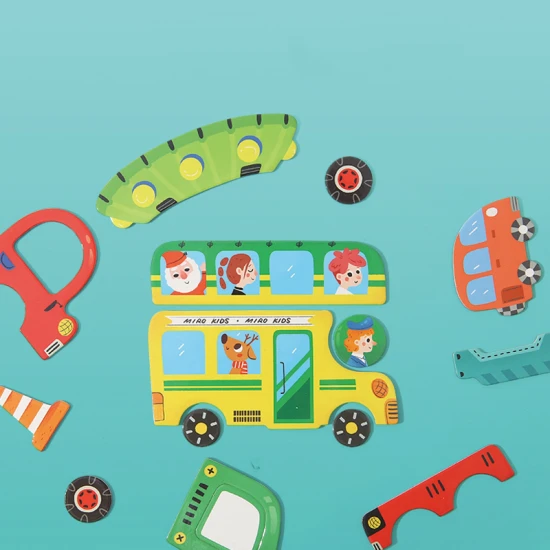 Jarmelo magnetická kniha V pohybu – barevné magnetické dílky s tématikou dopravy