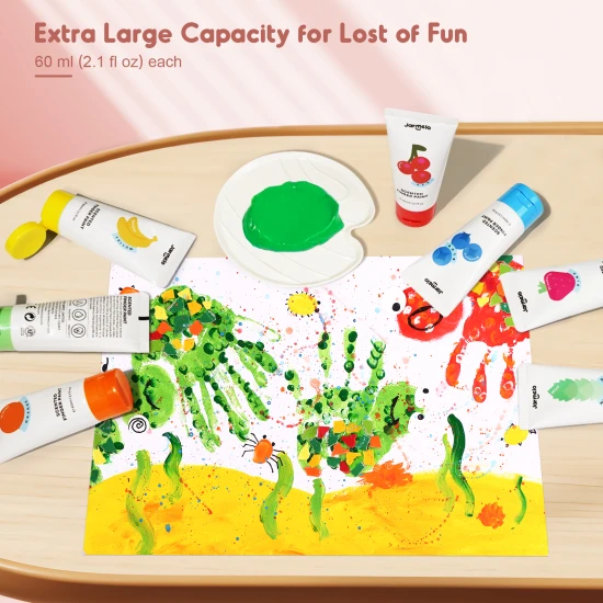 Jarmelo prstové barvy s vůní – sada 12 barev s příjemnými vůněmi, netoxické a omyvatelné