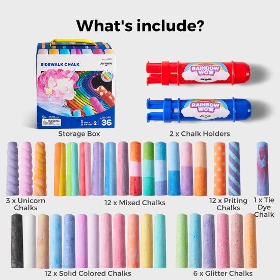 Křídy chodníkové Jumbo se 2 držáky 36 ks Jarmelo