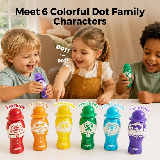 Jarmelo Barvy v tubě s omalovánkami Dot Family 6 ks – model JA99537