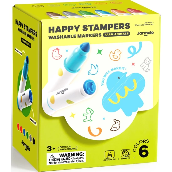 Omyvatelné fixy s razítky Happy Stampers Farma 6 ks Jarmelo Omyvatelné fixy s razítky Happy Stampers Farma 6 ks – model JA99810