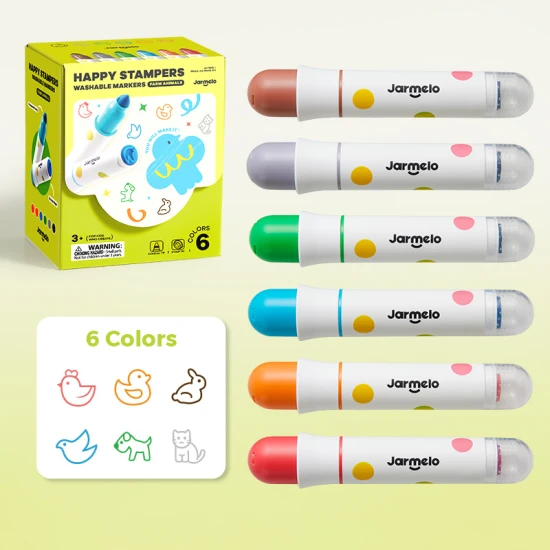 Omyvatelné fixy s razítky Happy Stampers Farma 6 ks Jarmelo Omyvatelné fixy s razítky Happy Stampers Farma 6 ks – model JA99810