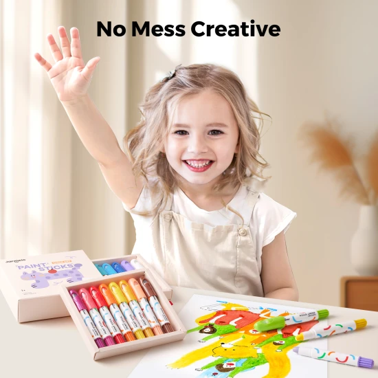 Jarmelo Temperové barvy Umývatelné v tyčince – sada 16 umývatelných netoxických barev