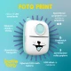 Dětská přenosná tiskárna Kiddoboo FotoPrint – bílá tiskárna s LED osvětlením, samolepícím papírem a barevnými fixy pro kreativní zábavu.