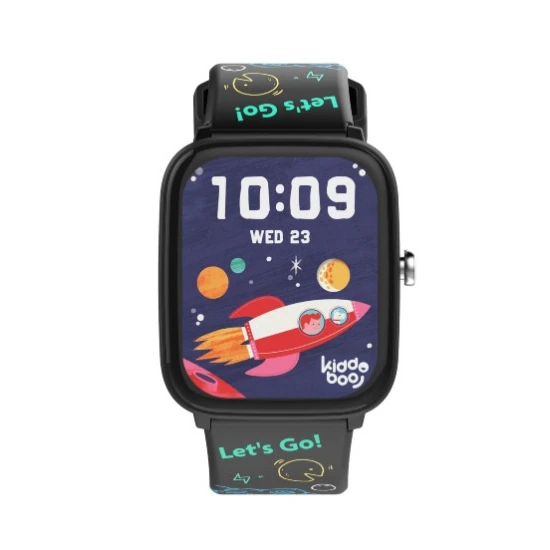 Černé dětské Kiddoboo smart hodinky Black s monitorováním různých každodenních aktivit, barevným displejem a pohodlným řemínkem.
