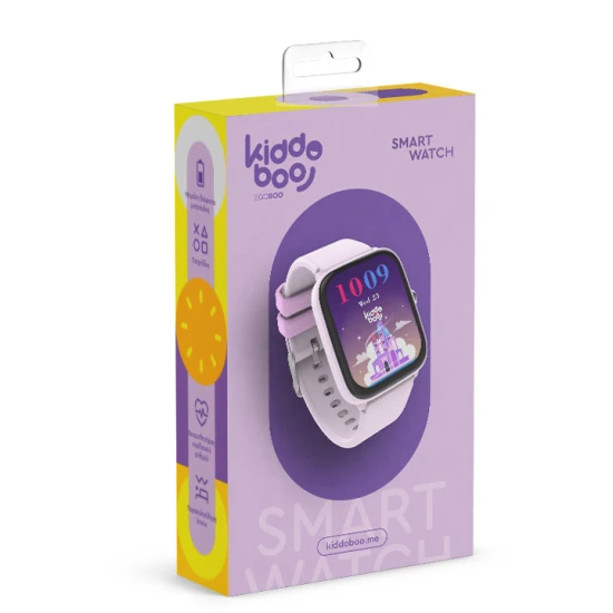 Fialové dětské Kiddoboo smart hodinky Lilac s monitorováním různých každodenních aktivit, barevným displejem a pohodlným řemínkem.