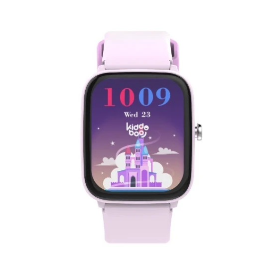 Fialové dětské Kiddoboo smart hodinky Lilac s monitorováním různých každodenních aktivit, barevným displejem a pohodlným řemínkem.