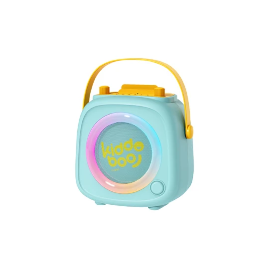 Zelený dětský Kiddoboo bluetooth karaoke set mikrofon a reproduktor KidsVoice s RGB osvětlením a zábavnými efekty pro děti od 3 let.