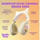 Dětská bezdrátová sluchátka Kiddoboo Delulu Gold s LED světlem a kočičími oušky – bezpečná a stylová sluchátka pro děti od 9 let.