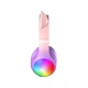 Bezdrátová dětská sluchátka Kiddoboo Delulu DiscoBeats Pink s LED světly a kočičími ušima – bezpečná a stylová sluchátka pro děti od 7 let.