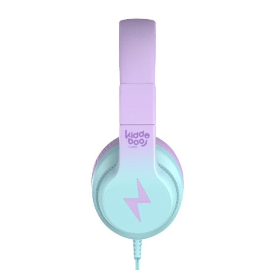 Kiddoboo dětská sluchátka Lilac v jemné fialové barvě s omezením hlasitosti a pohodlným designem pro děti od 6 let.