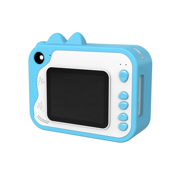 Kiddoboo FotoFun 2 Dino Blue dětský fotoaparát - modrý fotoaparát s okamžitým tiskem pro děti, s barevnými fixy a zábavnými fotorámečky.