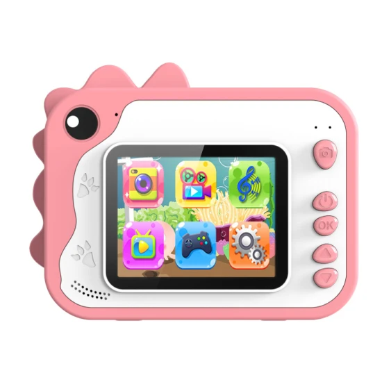 Kiddoboo FotoFun 2 Dino Pink dětský fotoaparát - růžový fotoaparát s okamžitým tiskem pro děti, s barevnými fixy a zábavnými fotorámečky.