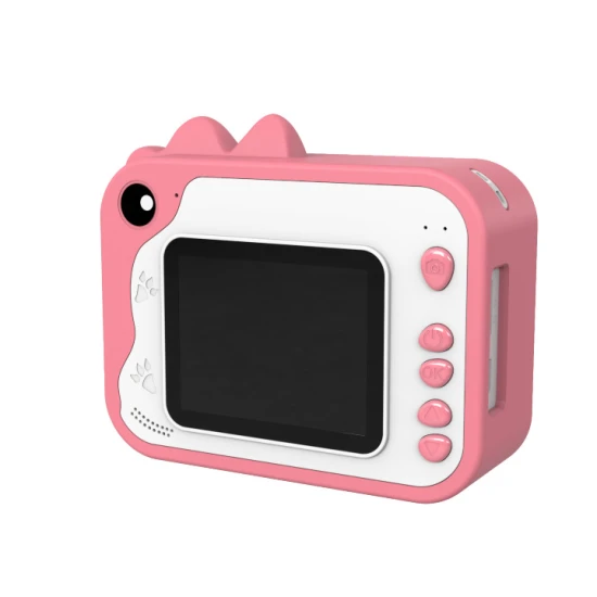 Kiddoboo FotoFun 2 Dino Pink dětský fotoaparát - růžový fotoaparát s okamžitým tiskem pro děti, s barevnými fixy a zábavnými fotorámečky.