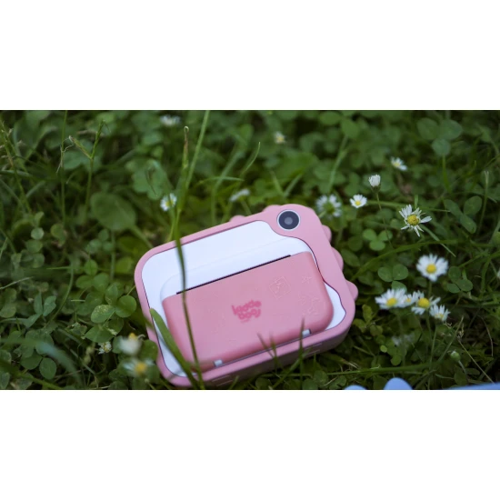 Kiddoboo FotoFun 2 Dino Pink dětský fotoaparát - růžový fotoaparát s okamžitým tiskem pro děti, s barevnými fixy a zábavnými fotorámečky.