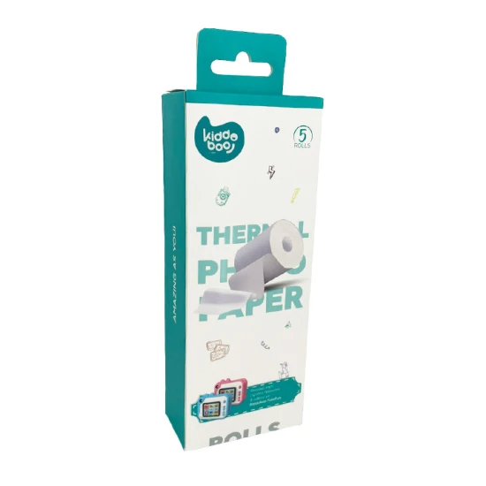 Kiddoboo – 5 ks bílých papírových rolí pro dětské fotoaparáty a tiskárnu, ideální pro tvorbu černobílých výtisků a podporu kreativity.