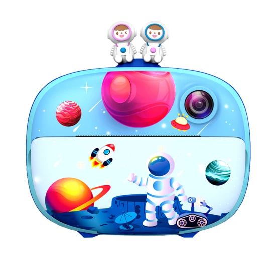 Kiddoboo FotoFun 2 Space Blue dětský fotoaparát - modrý fotoaparát s okamžitým tiskem pro děti, s barevnými fixy a zábavnými fotorámečky.