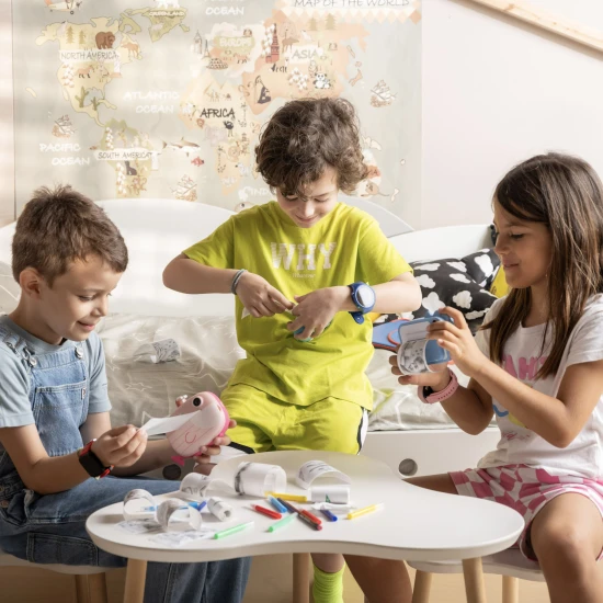 Kiddoboo FotoFun 2 Space Blue dětský fotoaparát - modrý fotoaparát s okamžitým tiskem pro děti, s barevnými fixy a zábavnými fotorámečky.