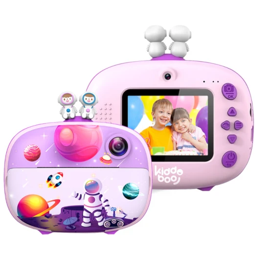 Kiddoboo FotoFun 2 Space Purple dětský fotoaparát - fialový fotoaparát s okamžitým tiskem pro děti, s barevnými fixy a zábavnými fotorámečky