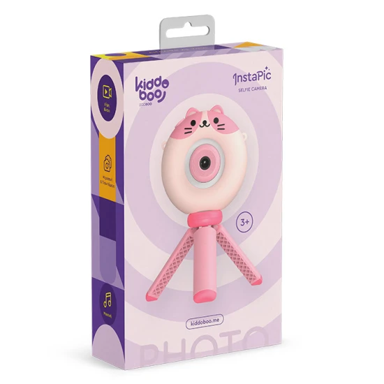 Růžový dětský fotoaparát Kiddoboo FotoFun Instapic Pink - digitální fotoaparát s přední a zadní kamerou, selfie režimem a přehráváním hudby.