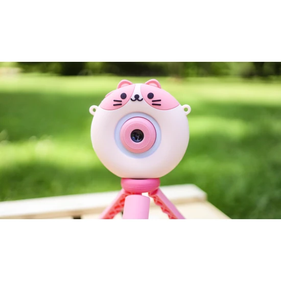 Růžový dětský fotoaparát Kiddoboo FotoFun Instapic Pink - digitální fotoaparát s přední a zadní kamerou, selfie režimem a přehráváním hudby.