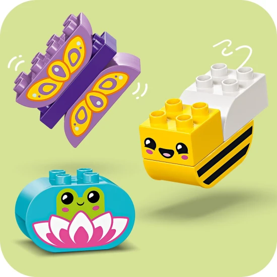 LEGO DUPLO 10444 Kreativní zahrada a květiny LEGO Kreativní zahrada s květinami, včelami, motýly a žabkou – barevná stavebnice pro batolata