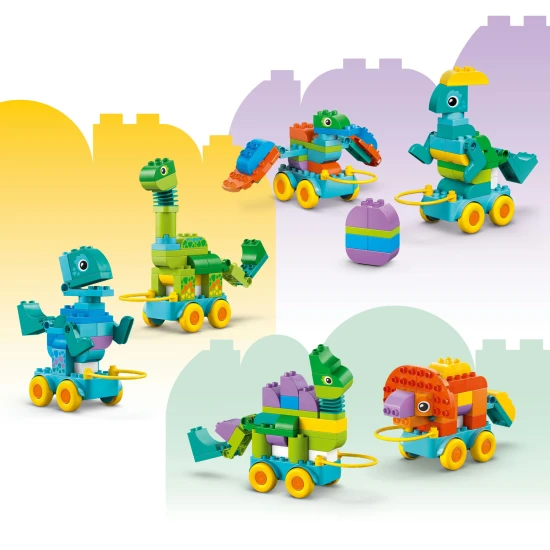 LEGO DUPLO 3 v 1 Dinosauři na kolečkách 10451 – Diplodocus, T-rex, Triceratops, Stegosaurus, Pteranodon a Parasaurolophus stavebnice pro děti