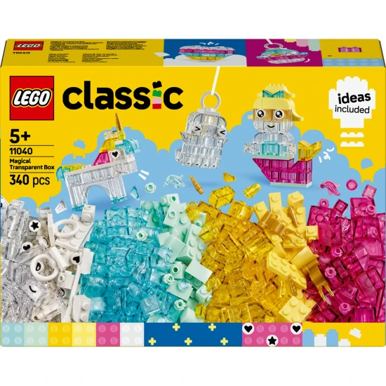 Kreativní LEGO Classic stavebnice s průsvitnými kostkami pro nekonečné možnosti stavění. 