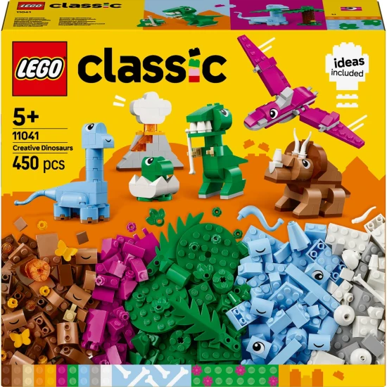 LEGO CLASSIC 11041 Kreativní dinosauři LEGO CLASSIC Kreativní dinosauři – barevné stavebnice pro tvorbu prehistorických tvorů.