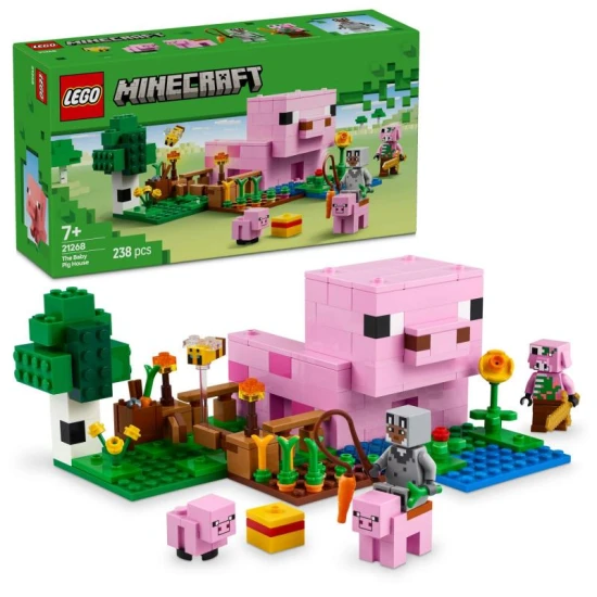 LEGO Minecraft Domeček prasátka 21268 – stavebnice s prasátkem, piglinem a farmou pro děti