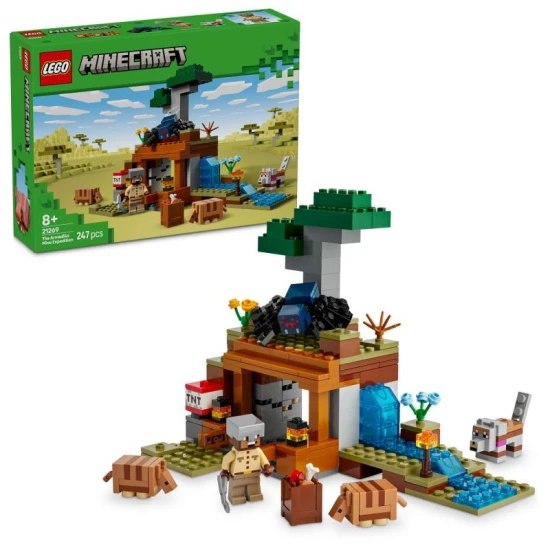 LEGO Minecraft 21269 – Výprava do dolu a pásovec s minou, dynamitem a zvířaty