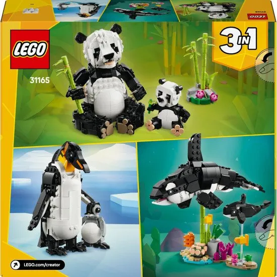 LEGO CREATOR 31165 Divoká zvířata: Pandia rodinka LEGO CREATOR Divoká zvířata: Pandia rodinka – panda s mládětem v džungli a různé přestavitelné zvířecí modely