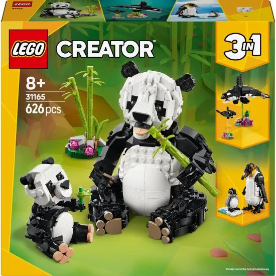 LEGO CREATOR 31165 Divoká zvířata: Pandia rodinka LEGO CREATOR Divoká zvířata: Pandia rodinka – panda s mládětem v džungli a různé přestavitelné zvířecí modely