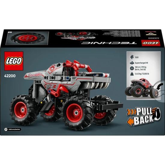 LEGO TECHNIC 42200 Monster Jam ThunderROARus s natahovacím motorem LEGO® Technic 42200 Monster Jam ThunderROARus – Monster truck s natahovacím motorem, realistickými detaily a agresivním designem.