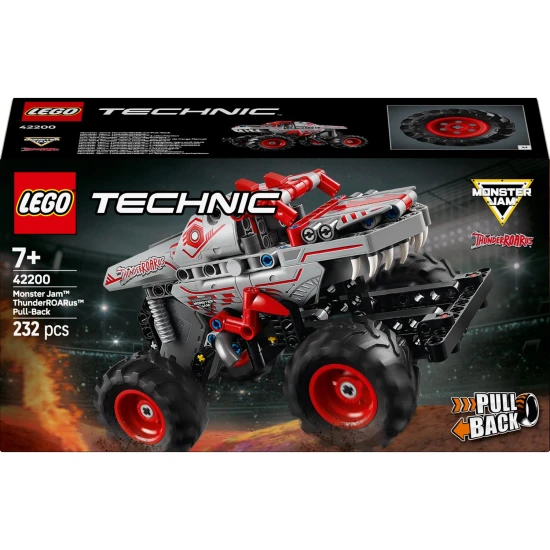 LEGO TECHNIC 42200 Monster Jam ThunderROARus s natahovacím motorem LEGO® Technic 42200 Monster Jam ThunderROARus – Monster truck s natahovacím motorem, realistickými detaily a agresivním designem.
