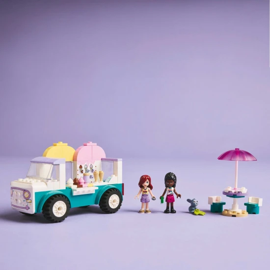 LEGO® Friends 42644 Zmrzlinářské auto – Hračky pro děti s minipanenkami, zajíčkem a zmrzlinovými doplňky.