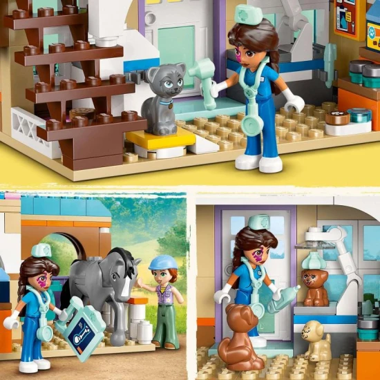 LEGO Friends 42651 – Veterinární klinika pro koně a domácí mazlíčky s minipanenky, koněm, psy a kočkou