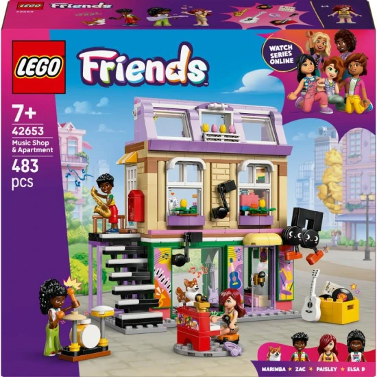 LEGO Friends 42653 – Obchod s hudebninami a byt s minipanenky a corgim