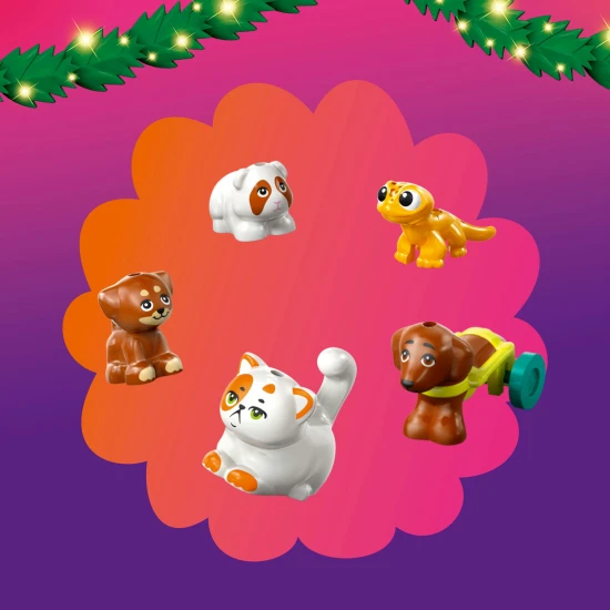 LEGO Friends Adventní kalendář 2025 42668 – 5 postaviček, 5 zvířátek a 24 překvapení se svátečními aktivitami