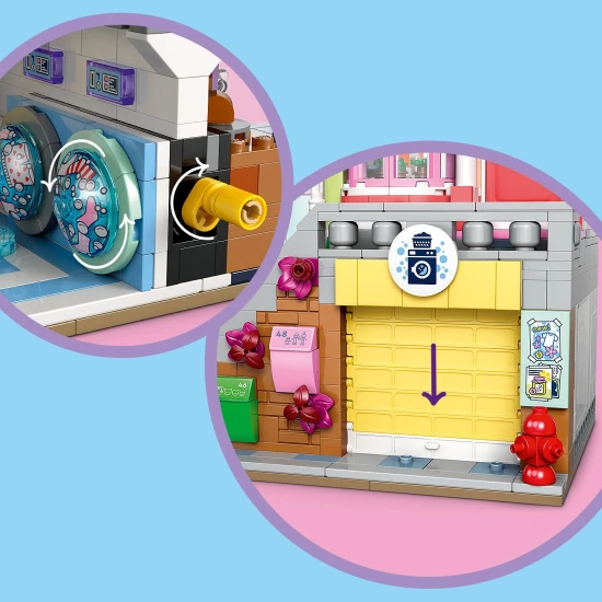 LEGO® Friends 42670 Apartmány a obchody Heartlake - tvůrčí stavebnice s 9 postavami, pekárnou, keramickým studiem a dalšími detaily.