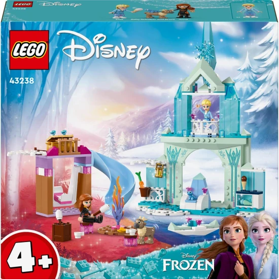 LEGO Disney Elsa a hrad z Ledového království LEGO stavebnice Ledové království: Elsa a hrad s minifigurkami Elsy a Anny, zvířátky Bruniho a malého soba, kuchyní, krbem, houpačkou, skluzavkou, táborákem a ledovou kánoí.
