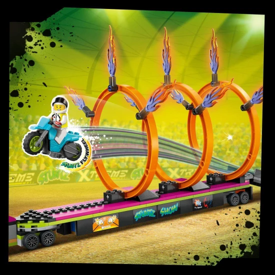 LEGO CITY Tahač s ohnivými kruhy LEGO City Tahač s ohnivými kruhy – akce na plný plyn!