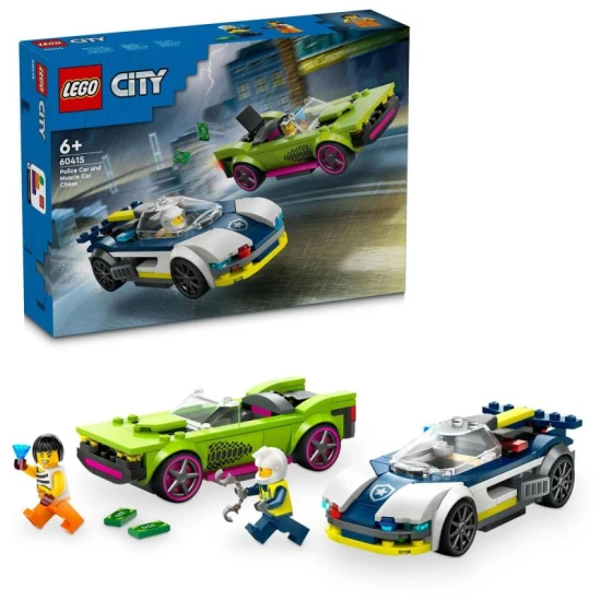 LEGO City 60415 – Honička policejního auta a sporťáku s minifigurkami policisty a kriminálnice